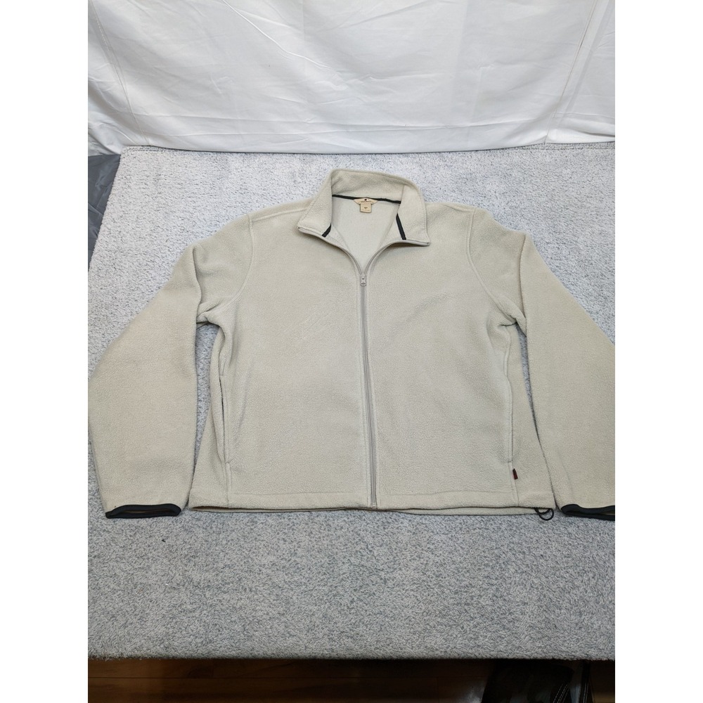 Vintage Woolrich Mens Fleece‎ Jacket Beige Tan Full Zip Outdoor Wear Size XL Y2K